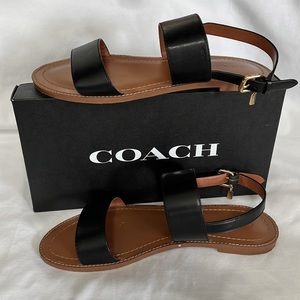 Coach Henny Leather Sandal in Black